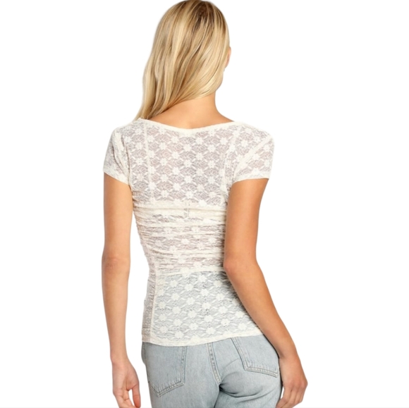 NWOT Free People Keep It Simple Ivory Sheer Lace Cap Sleep Top Size XS - Picture 5 of 8